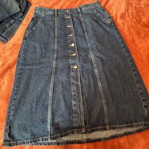 Old Navy Blue Denim Midi Skirt